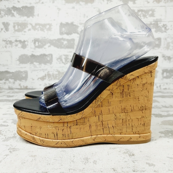 NEW NINE WEST Women's Rapps3 Black Summer Strappy Wedge Sandals K671 - Picture 1 of 13